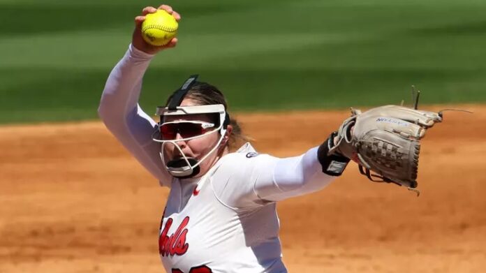Ole Miss pitcher Kyra Aycock against No. 4 Tennessee. | Ole Miss Athletics