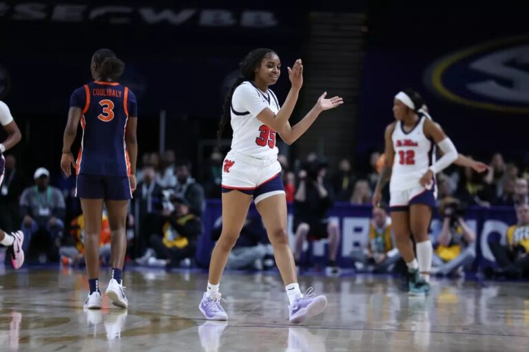 Ole Miss sophomore Tianna Thompson during the game against Auburn at Bon Secours Wellness Arena in Greenville, SC on March 5, 2026. | Ole Miss Athletics