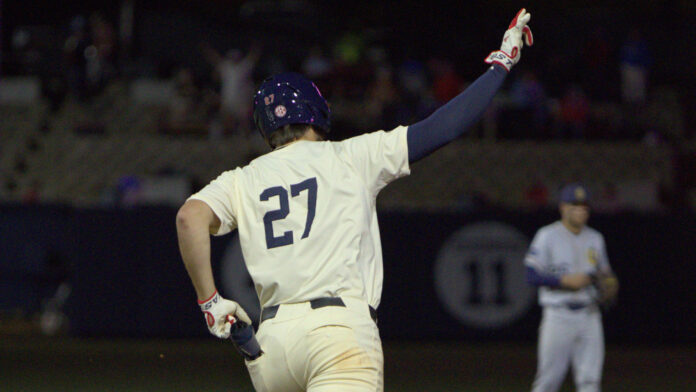 Ole Miss third baseman Judd Utermark rounds the bases after a home run against Murray State at Swayze Field. | Dylan Cohron-HottyToddy.com Images