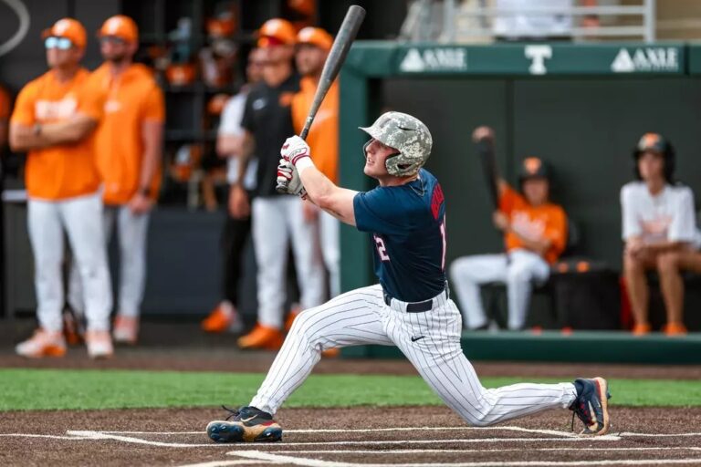 Ole Miss second baseman Dom Decker watches a hit in an 8-1 win against Tennessee. | Ole Miss Athletics