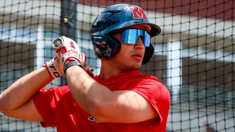 Ole Miss outfielder Hayden Federico takes batting practice before a SEC game against Alabama. | Ole Miss Athletics