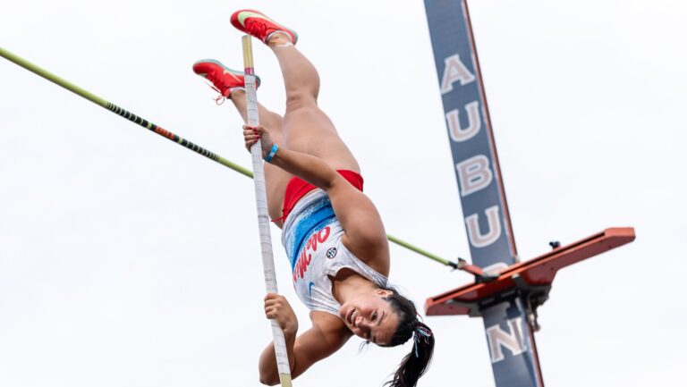 Ole Miss pole vauleter Katie McFarland at the SEC Outdoor Championships. | Ole Miss Athletics