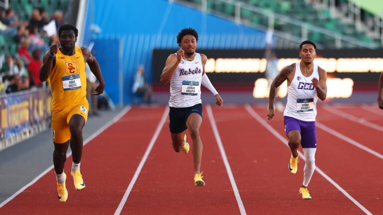 Ole Miss sprinter Jordan Urrutia qualifes for the 200-meter final at the NCAA Championship meet in Eugene, Ore. | Ole Miss Athletics