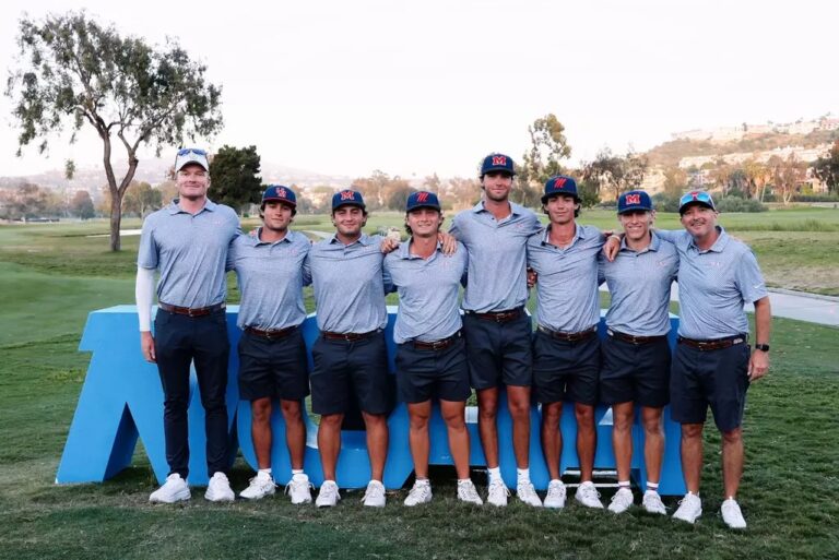 The 2026 Ole Miss men's golf team at NCAA Championship tournament. | Ole Miss Athletics