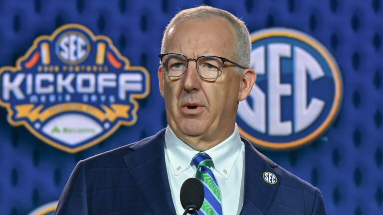 SEC commissioner Greg Sankey at SEC Media Days on Monday, in Tampa, Fla.