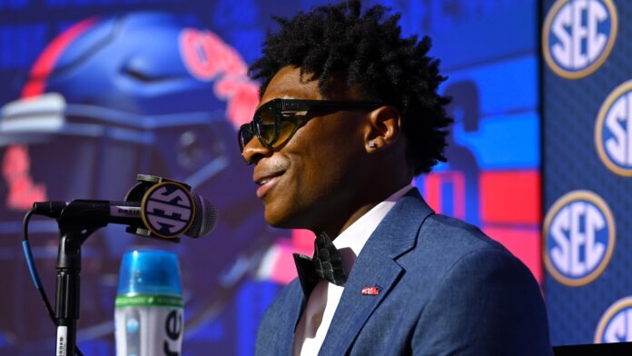 Ole Miss running back Kewan Lacy at 2026 SEC Football Media Days. | SEC