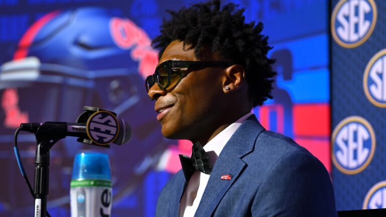 Ole Miss running back Kewan Lacy at 2026 SEC Football Media Days. | SEC