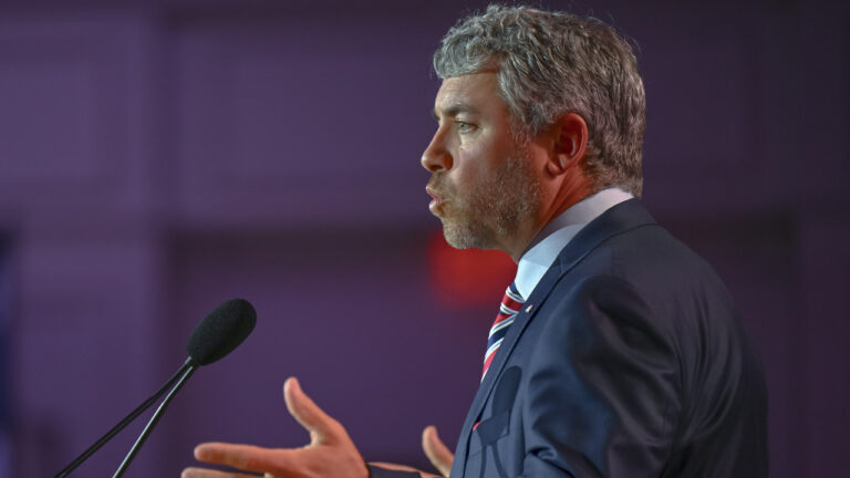 Ole Miss coach Pete Golding at SEC Media Days in Tampa, Fla.