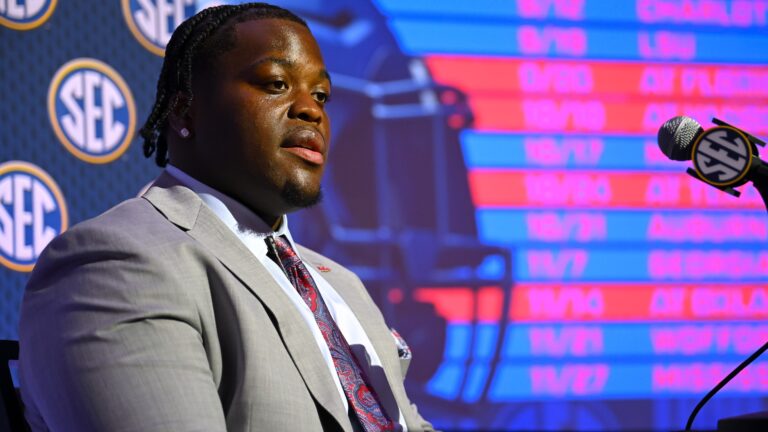 Ole Miss defensive tackle Will Echoles at 2026 SEC Football Media Days. | SEC