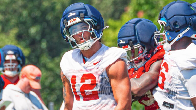 Ole Miss Rebels linebacker Luke Ferrell during Thursday's practice.