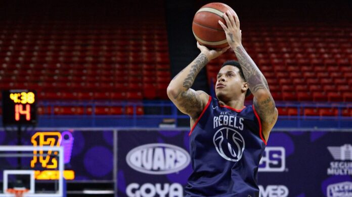 Ole Miss guard Budd Clark, one of several first-year Rebels, takes a shot during the Rebels' first game at the Arroyo Puerto Rico Classic. | Ole Miss Athletics