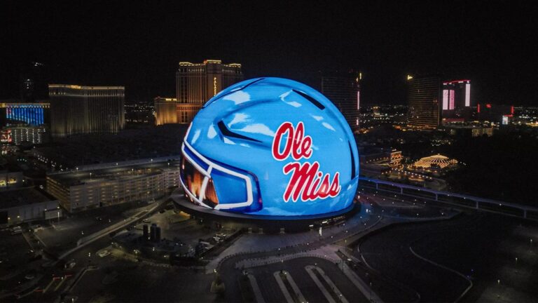 Ole Miss will be featured on The Sphere in downtown Las Vegas this weekend. | Ole Miss Athletics