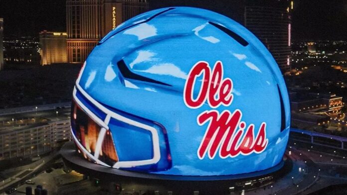 Ole Miss will be featured on The Sphere in downtown Las Vegas this weekend. | Ole Miss Athletics