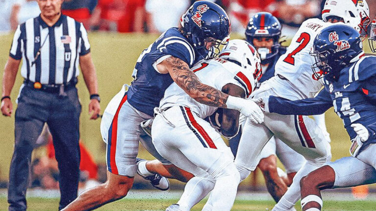 Ole Miss Rebels linebacker Luke Ferrell during game against the Louisville Cardinals