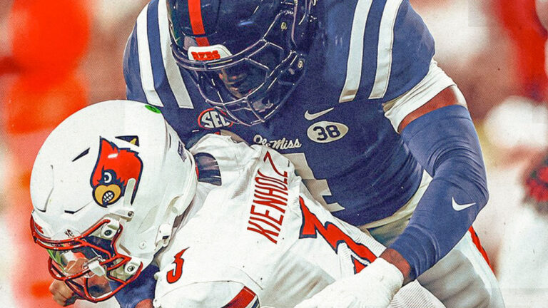 Ole Miss Rebels defensive lineman Suntarine Perkins during game against the Louisville Cardinals