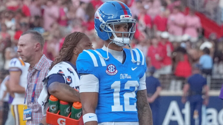 Ole Miss' Izaiah Hartrup before game against LSU at Vaught-Hemingway Stadium
