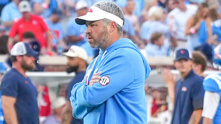 Ole Miss coach Pete Golding before game against LSU at Vaught-Hemingway Stadium