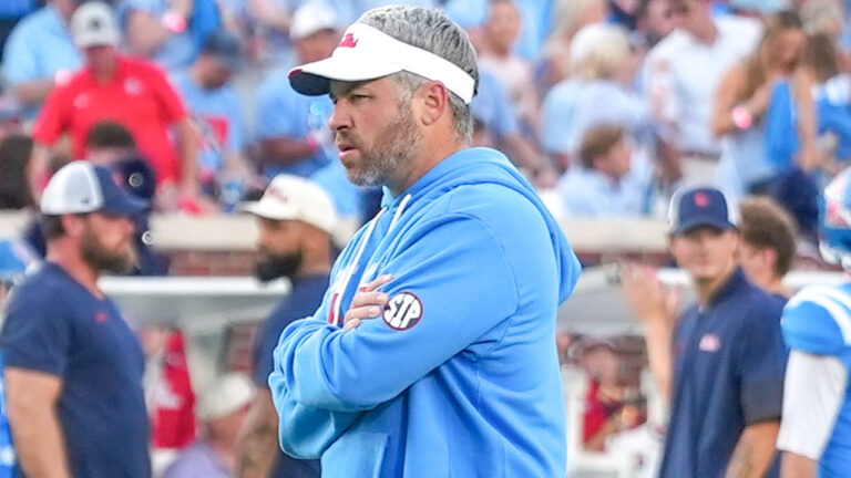 Ole Miss coach Pete Golding before game against LSU at Vaught-Hemingway Stadium