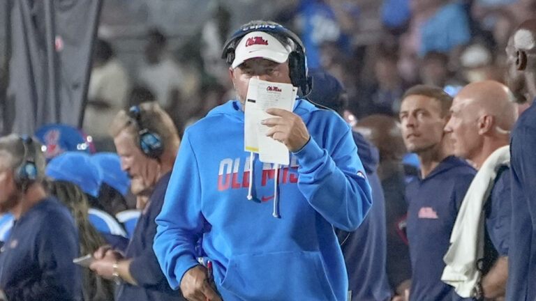 Ole Miss coach Pete Golding during game against LSU at Vaught-Hemingway Stadium
