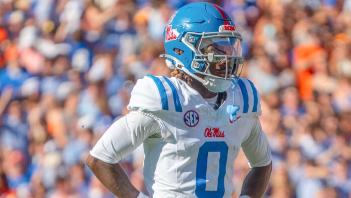 Ole Miss Rebels Jalyn Crawford in game against the Florida Gators at Ben Hill Griffin Stadium
