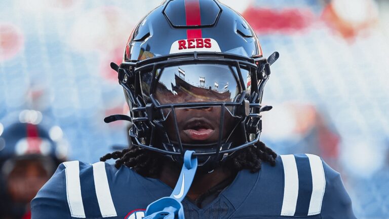 Ole Miss running back Shekai Mills-Knight warms up before kickoff against No. 24 Louisville. | Ole Miss Athletics