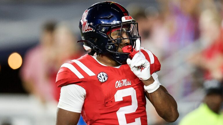 Ole Miss cornerback Jaylon Braxton reacts after a play against Charlotte. | Ole Miss Athletics