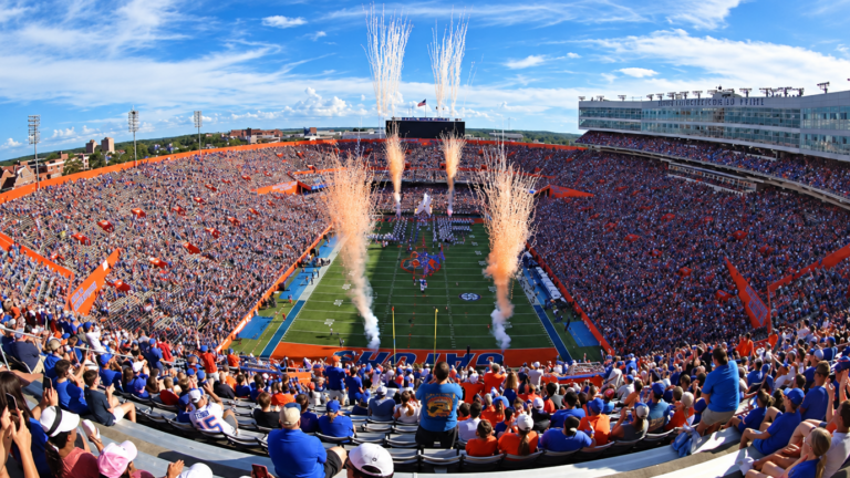 Team runout before the Gators' game against the Campbell Camels on Saturday, September 12, 2026 at Ben Hill Griffin Stadium in Gainesville, Fla. / UAA Communications photo by Ethan Caruso