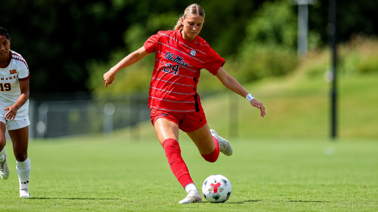 Ole Miss freshman Camdyn Hurt takes a shot against Louisiana-Monroe. | Ole Miss Athletics