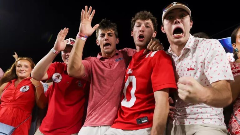 Ole Miss students cheer during the first home game of the season against Charlotte. | Ole Miss Athletics