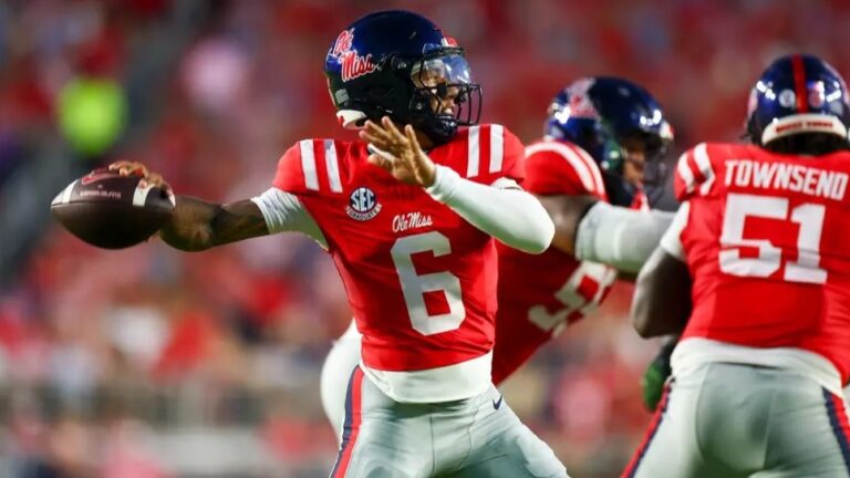 Ole Miss quarterback Trinidad Chambliss threw just three incompletions in a 41-9 win against Charlotte. | Ole Miss Athletics
