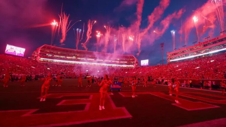 Fireworks go off at Vaught-Hemingway Stadium during an intermission in Saturday's game against Charlotte. | Ole Miss Athletics