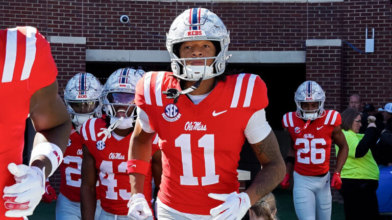 Ole Miss Rebels wide receiver Horatio Fields coming on the field before game against the Missouri Tigers at Vaught-Hemingway Stadium