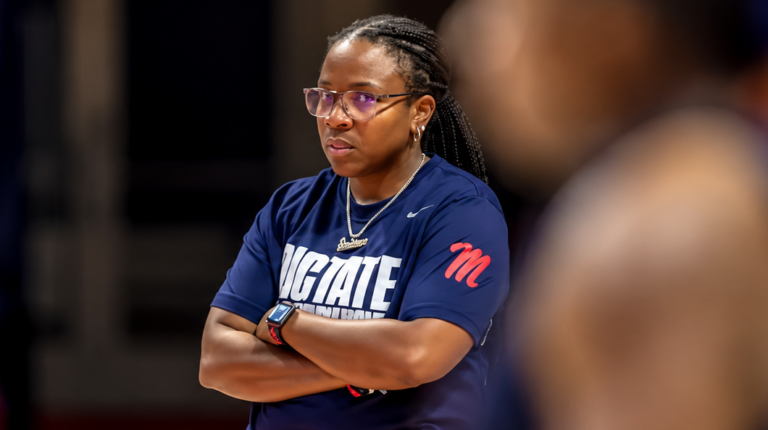 Ole Miss women's basketball coach Yolett McPhee-McCuin looks on during a preseason practice. | Ole Miss Athletics