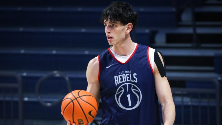 Ole Miss forward Santiago Trouet was in the starting lineup for the Rebels' exhibition game against Alabama. | Ole Miss Athletics