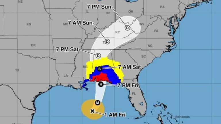 Forecasted path and times for Hurricane Isaias as of Friday morning. | National Weather Service