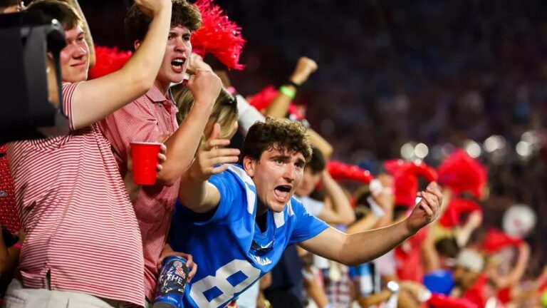 Ole Miss fans cheer during the Rebels' 32-24 win over LSU at Vaught-Hemingway Stadium. | Ole Miss Athletics